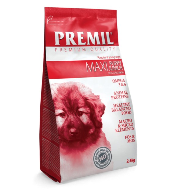 Premil Maxi Puppy Junior с три вида месо-2.5 kg ,  Premium