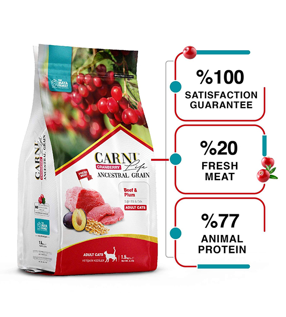 Carni Life Cranberry ADULT  храна за котки С ГОВЕЖДО И СЛИВИ 10kg, Hyper Premium