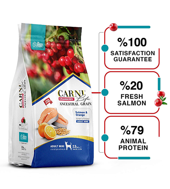 Carni Life Cranberry ADULT MINI СЪС СЬОМГА И ПОРТОКАЛ за дребни породи кучета - 2.5kg, Hyper Premium